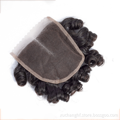 10A Brazilian Hair Romance Bouncy Curls Funmi Hair Virgin Remy Human Extension Fumi Hair with 4x4 Lace Closure